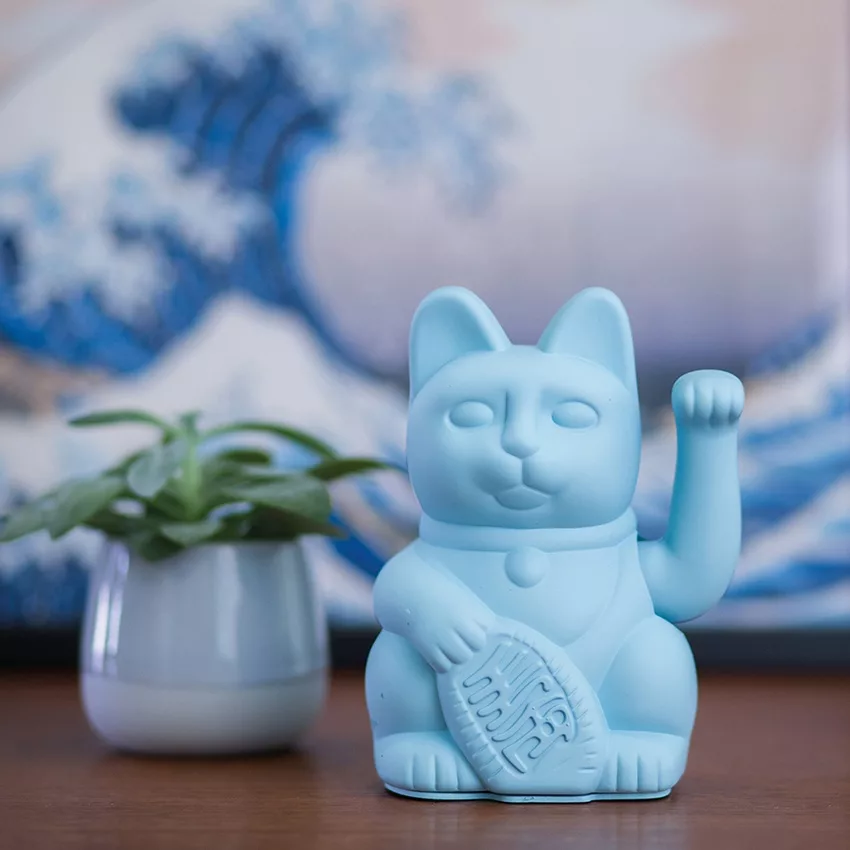 Lucky Cat - Gelukskat - 15cm - Blauw - Afbeelding 2