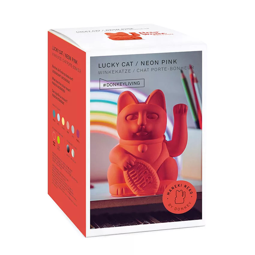 Lucky Cat - Gelukskat - 15cm - Neon Oranje - Afbeelding 9