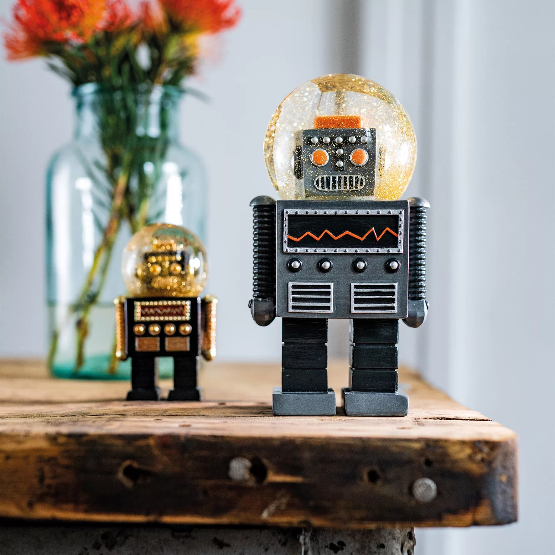 Glitter Robot Sneeuwbol - The Giant Robot - 22 cm - Afbeelding 2