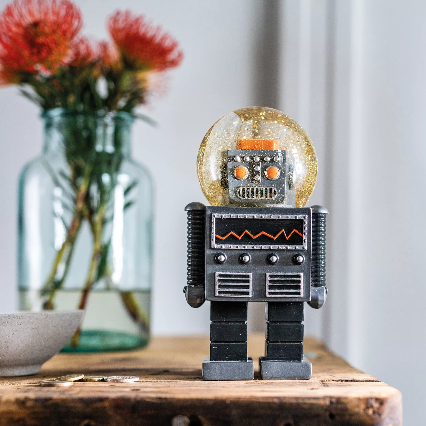 Glitter Robot Sneeuwbol - The Giant Robot - 22 cm - Afbeelding 3