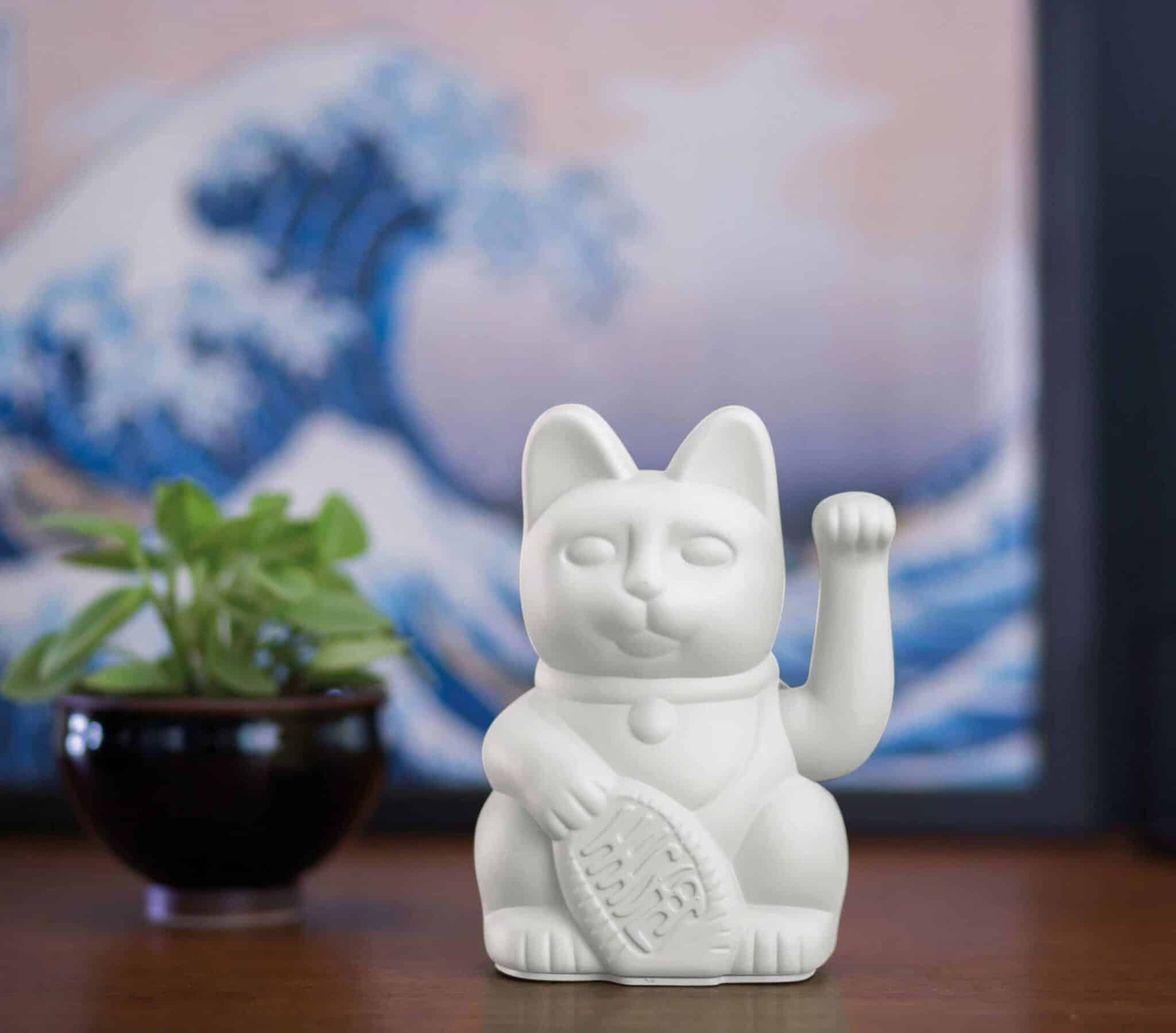 Lucky Cat - Gelukskat - 15cm - Wit - Afbeelding 9