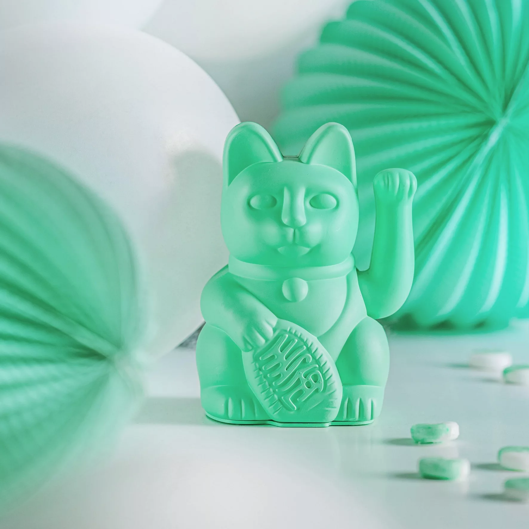Lucky Cat - Gelukskat - 15cm - Mint Groen - Afbeelding 9