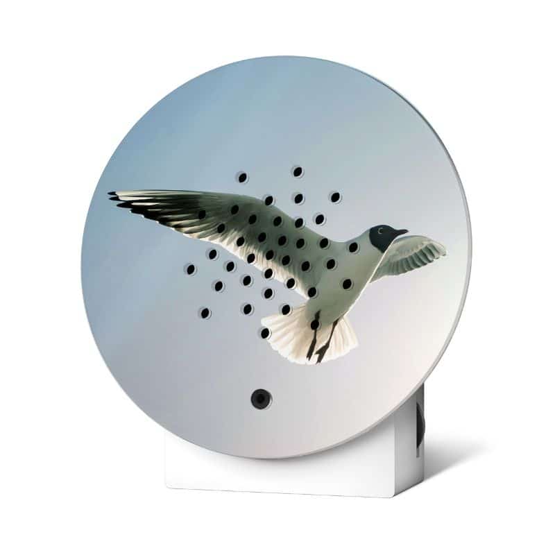 Oceanbox Zeemeeuw huisje met ontspannende zeegeluiden geel, ideaal voor een rustgevende sfeer in huis.