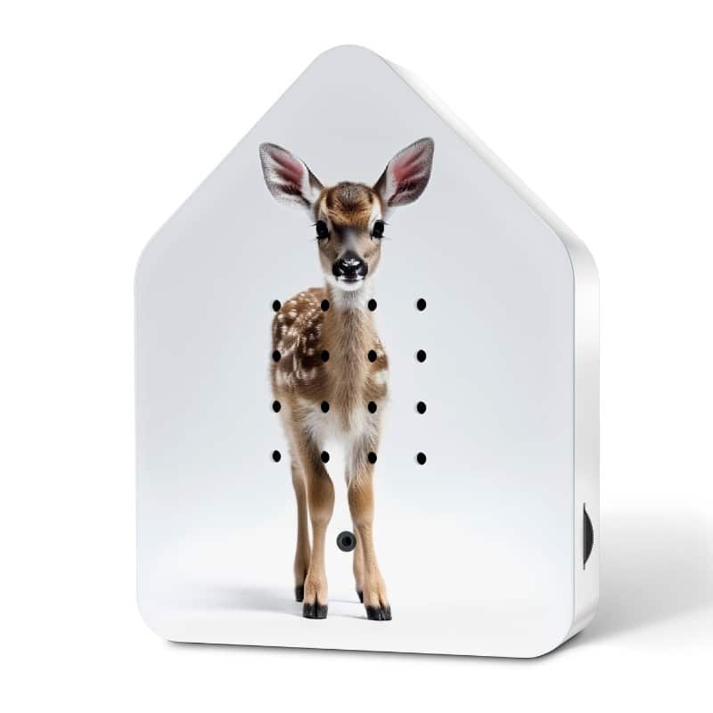 Zwitscherbox hertje huisje met ontspannende hertengeluiden geel, ideaal voor een rustgevende sfeer in huis.